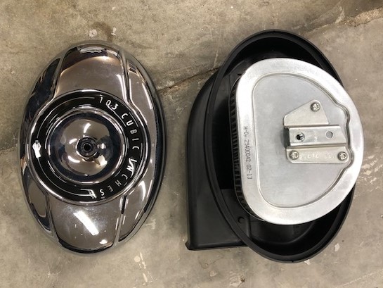 Luchtfilter Harley-Davidson Touring Softail 103 (2013-2017) ovaal chroom met filterelement